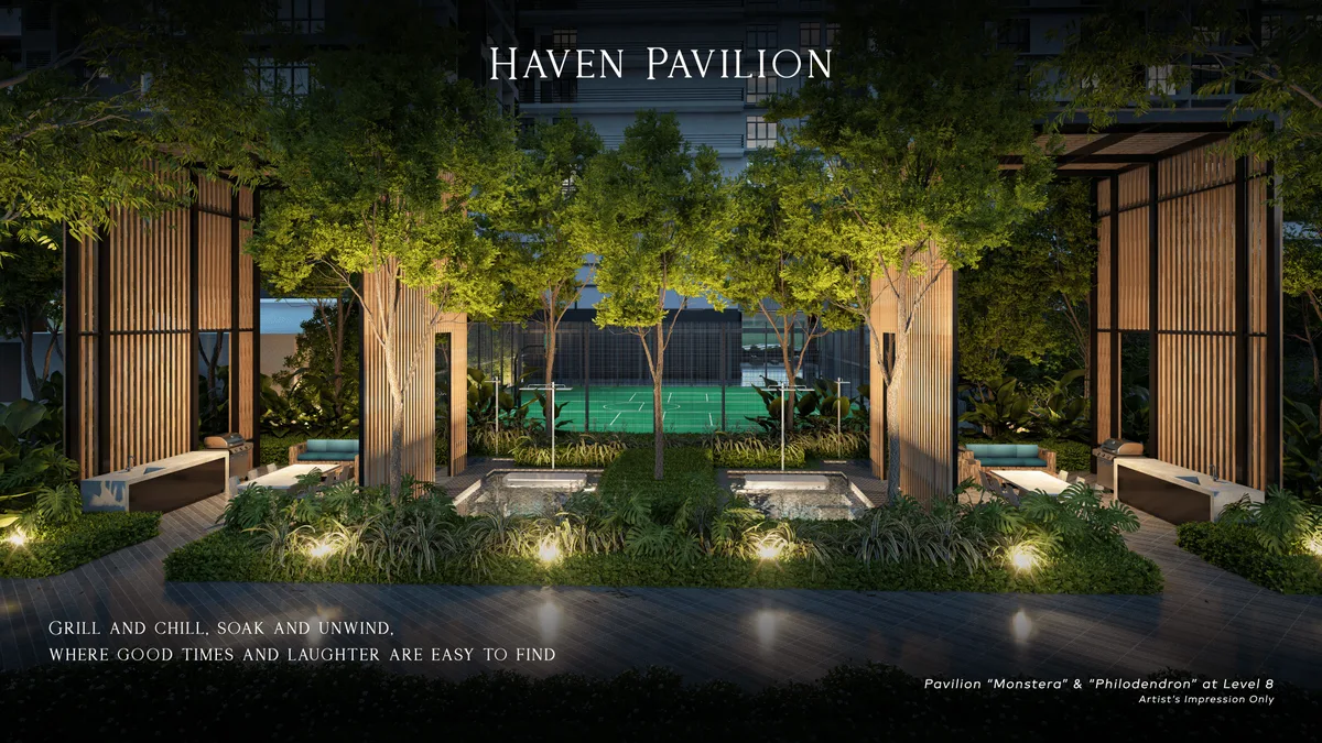 Haven Pavilion garden lounge at Khaya Residences