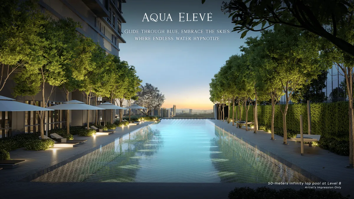 Aqua Elevee 50m infinity lap pool at Khaya Residences
