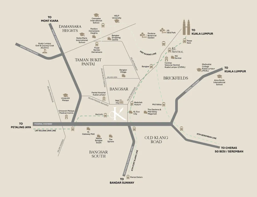 Location map of Khaya Residences at Jalan Bangsar